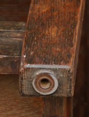 Original bevel at the bottom of the feet, original caster receptacle. 